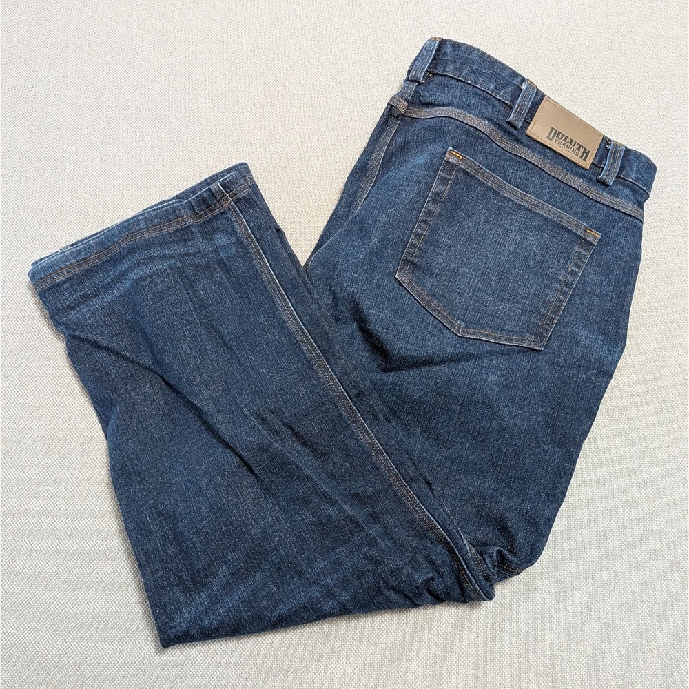 Duluth Trading Co Flex Ballroom Jeans Men's Dark 48x30 Denim Stretch Workwear